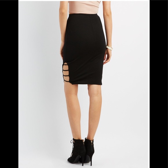 NWT Black Caged Fitted Midi Pencil Skirt - Picture 4 of 5